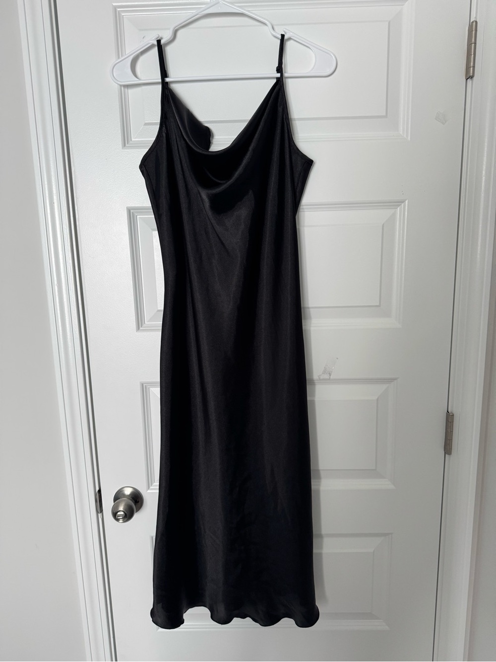 bebe Black Satin Cowl Neck Maxi Slip Dress - Picture 2 of 5